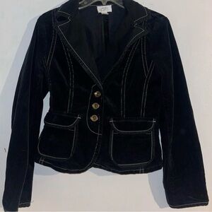 LOFT Black Velvet Blazer with Gold Buttons